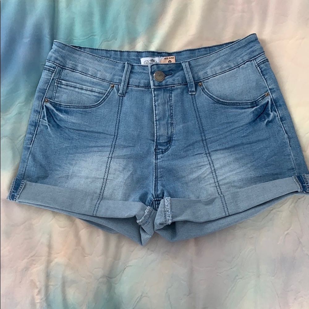Mid rise denim shorts